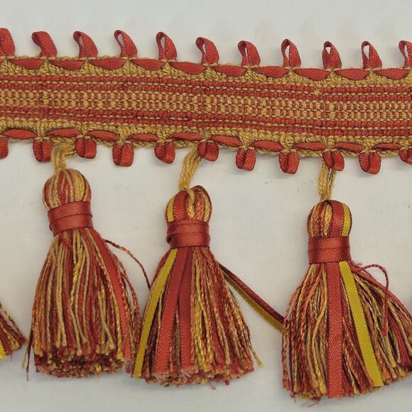Vtg Conso Tassel Fringe Decorative Trim 3.5" Rust Sewing Drapery Upholstery 7yds - Picture 3 of 7